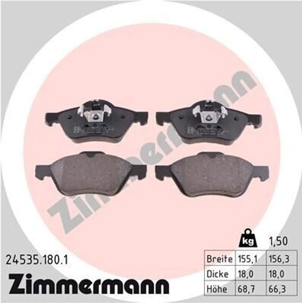 Freinage Sécurisé Megane II et Clio III : Plaquettes Zimmermann 24535