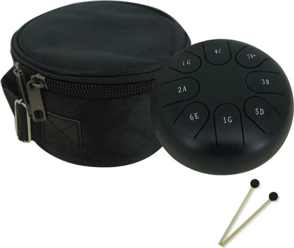 Instrument de Méditation Tongue Drum 8 Notes - Percussion Acier Zen 15cm