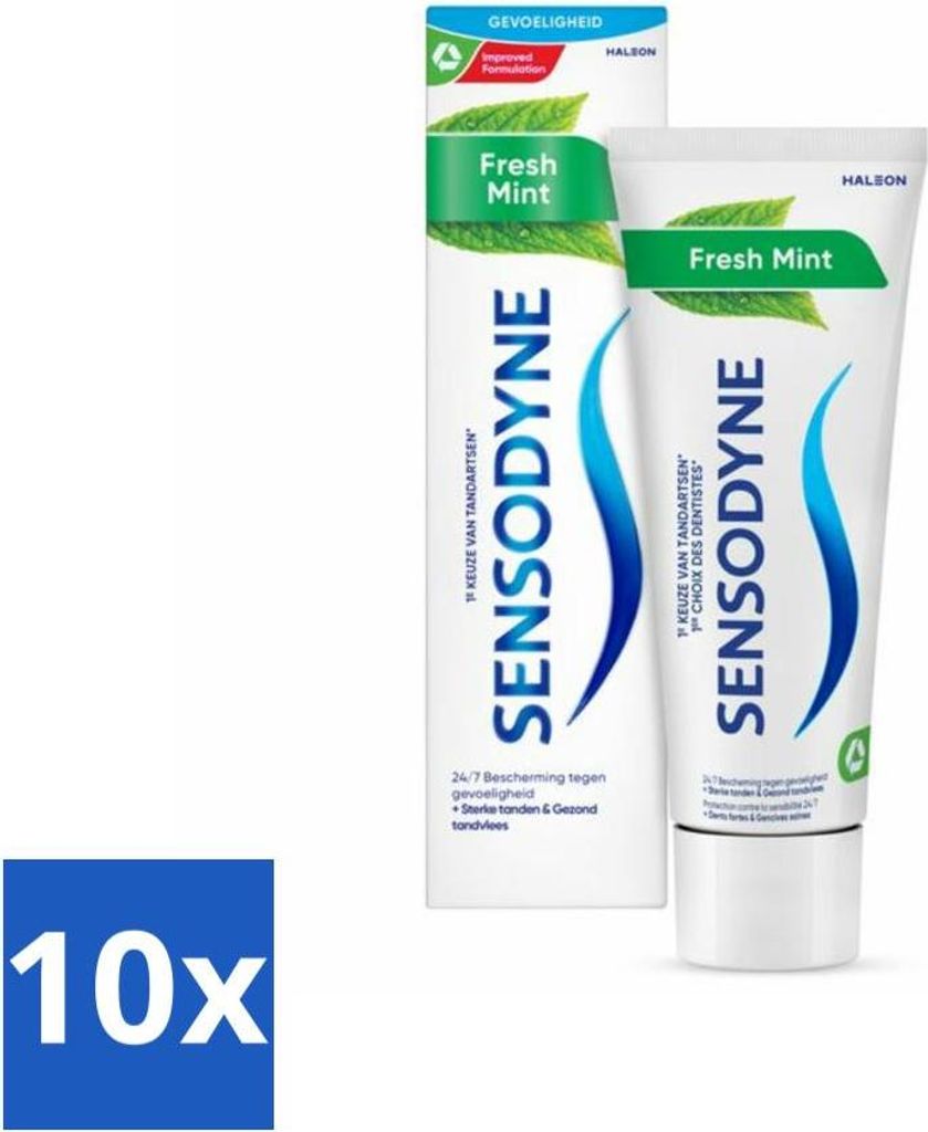 Sensodyne - Zahnpasta - Frische Minze - Frischer Atem - 75 ml - Vorteilspack - 10 Stücke