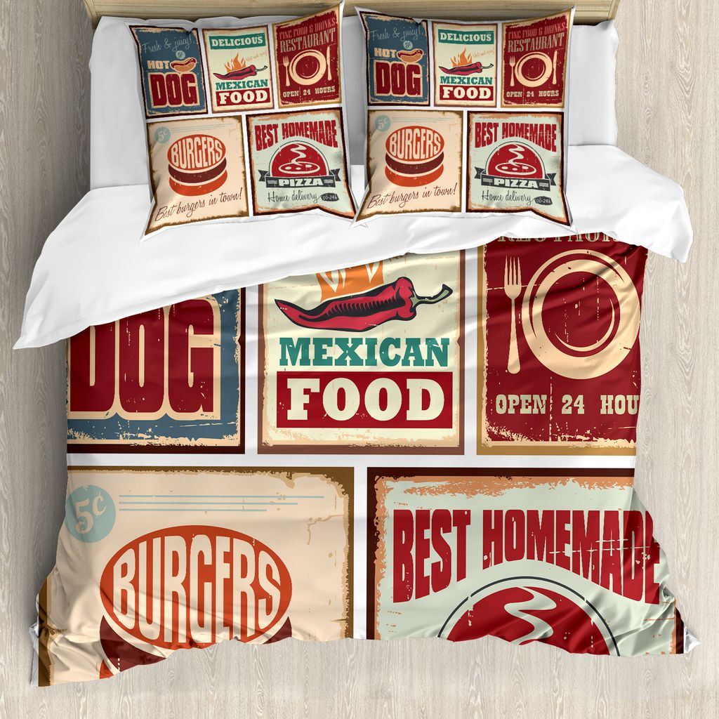 ABAKUHAUS Retro Bettbezug, Retro mexikanische Blechschild, Milbensicher Allergiker geeignet mit Kissenbezügen, 200 cm x 200 cm - 80 x 80 cm, Mehrf...