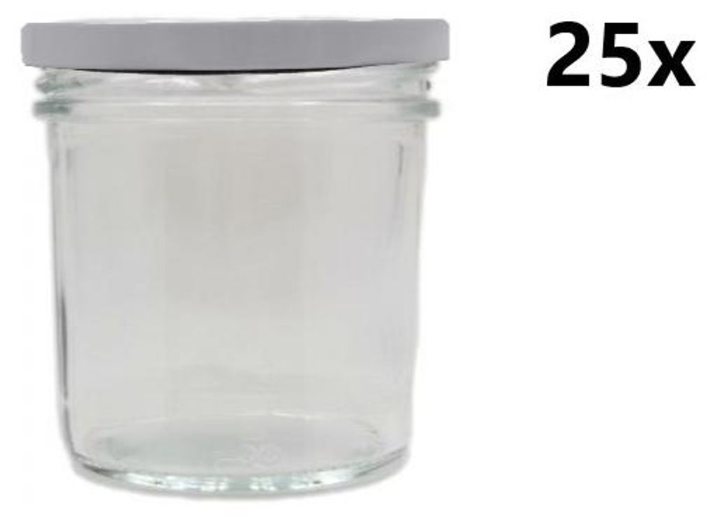 A clear glass jar with a white lid, shown in isolation against a white background. Text indicating quantity is present.