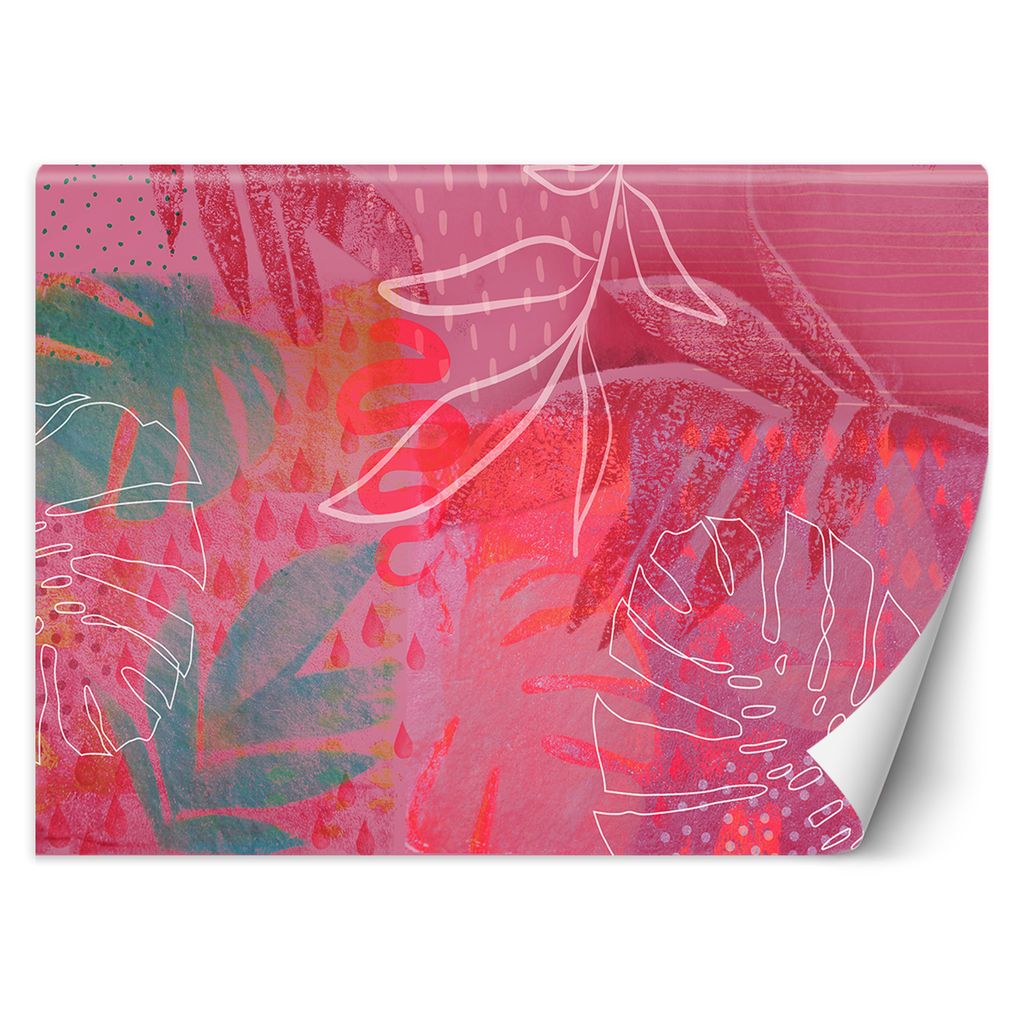 FOTOTAPETE Monstera Blätter Rosa Abstrakt - Andrea Haase 450x315 cm VLIES Tapete Wandtapete Wandbilder Wanddekoration Design Wohnzimmer Schlafzimm...
