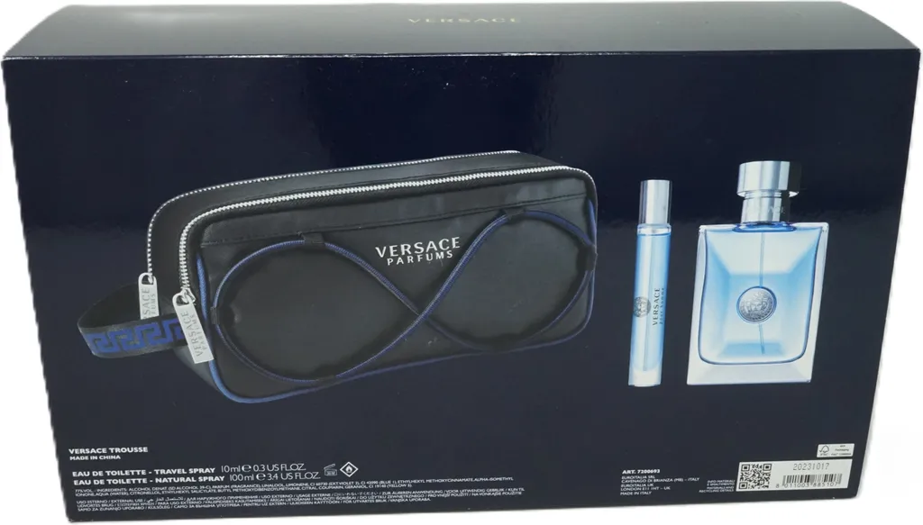 Coffret Parfum Homme Versace Pour Homme avec Vaporisateur et Trousse Luxe