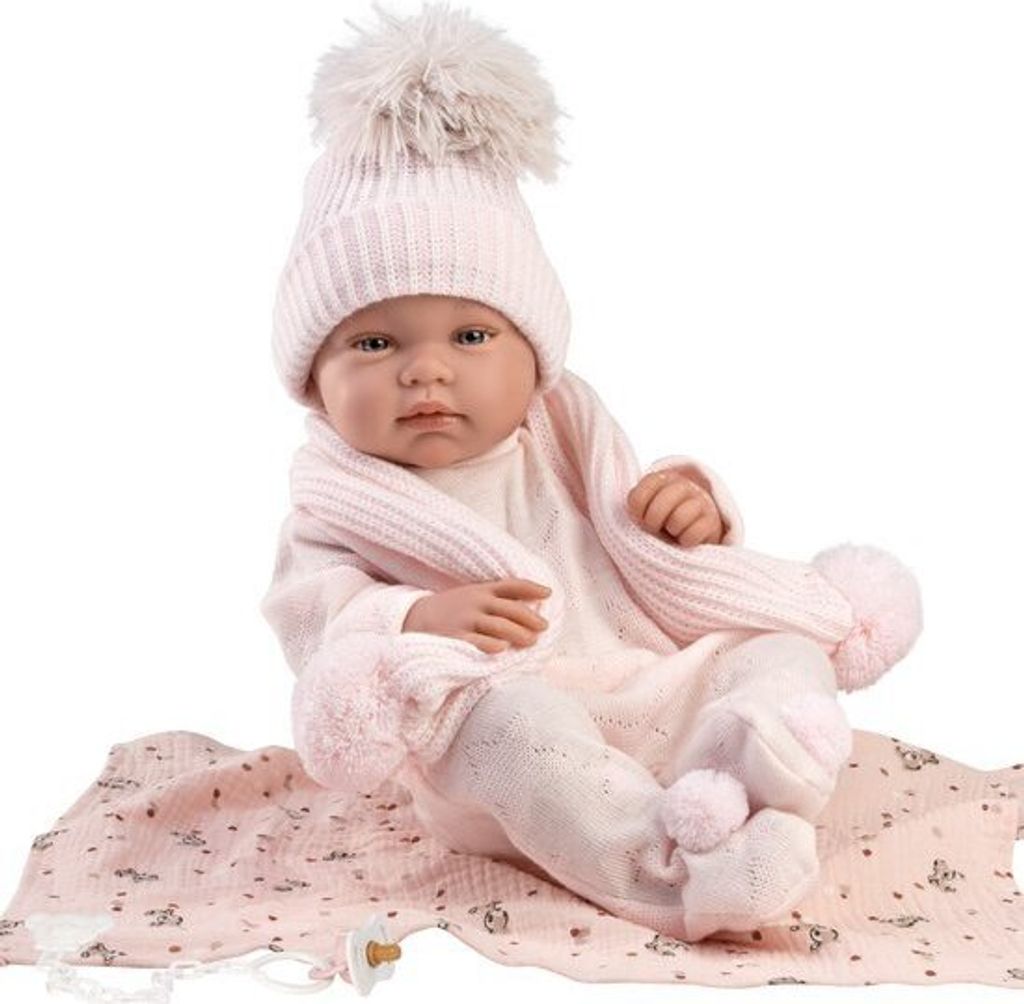 Llorens Detská bábika Tina ružová s uterákom 43 cm Obrázok produktu 