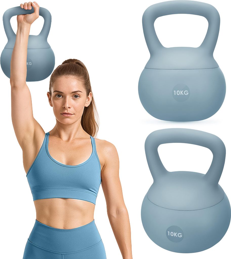 Gymtek Weiche Kettlebell Hantel - 10kg Gewicht - Kugelhantel, Schwunghantel, Kugelgewicht für Home Gym, Fitness, Pilates, Krafttraining