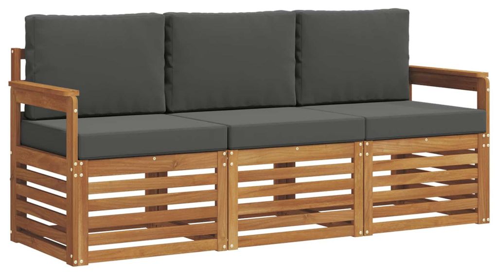 vidaXL Sofagarnituren 3 pcs Natur und Anthrazit Massivholz Akazie