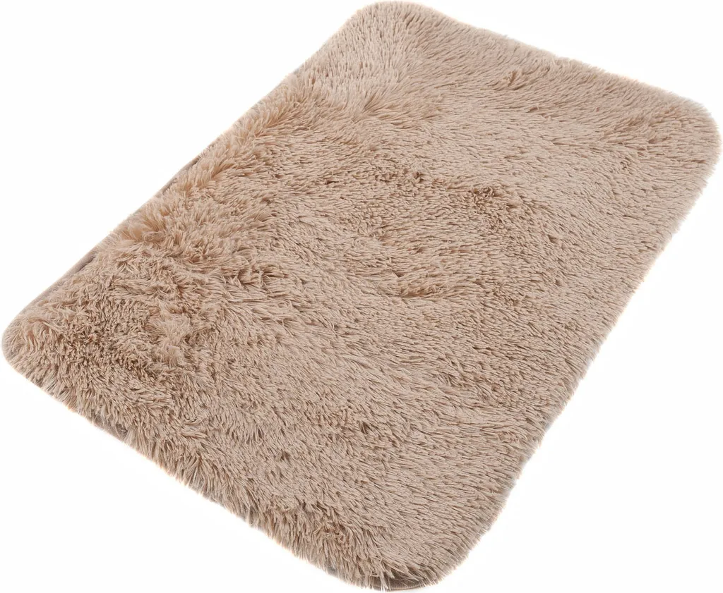 Tappeto da bagno Bagno Shaggy Pile Alto Pile Lungo Antiscivolo Beige Microfibra 60 x 100 cm