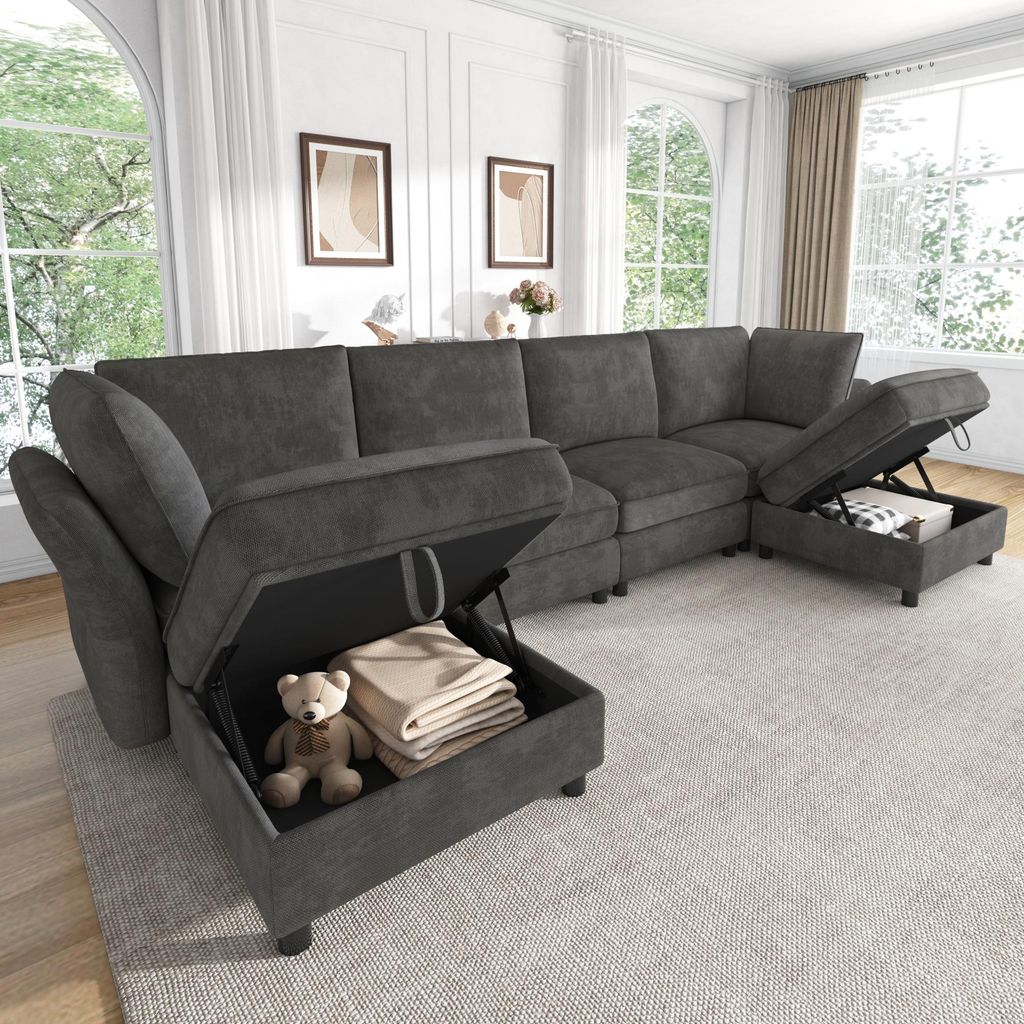 Sofá modular Merax, sofá en forma de U con reposapiés y Imagen del producto 