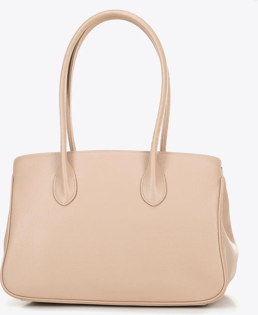 Grand Sac à Main Shopper en Cuir Véritable Beige - Cabas de Créateur - 3