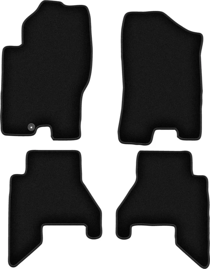 Tappetini in velluto per Nissan Pathfinder (2005-2010, 5 posti (pre-restyling)) neri, set 4 pz, con fissaggi