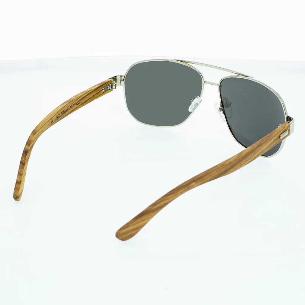 Lunettes Aviateur Bois VeyRey Homme - Conduite et Plage Silver