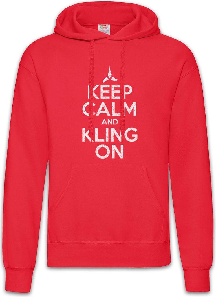 Urban Backwoods Keep Calm And Kling On, Herren Hoodie, Farbe: Rot, Größe: L