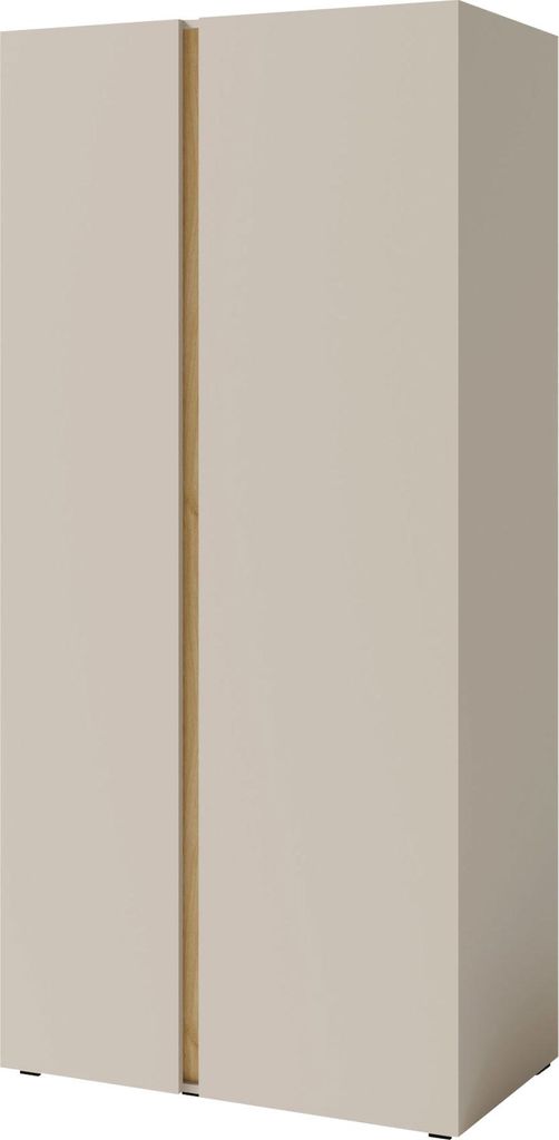 MIRJAN24 Kleiderschrank Luca 03 mit zwei Drehtüren, mit Kleiderstange (Farbe: Sandbeige / Sandbeige + Geölte Eiche)
