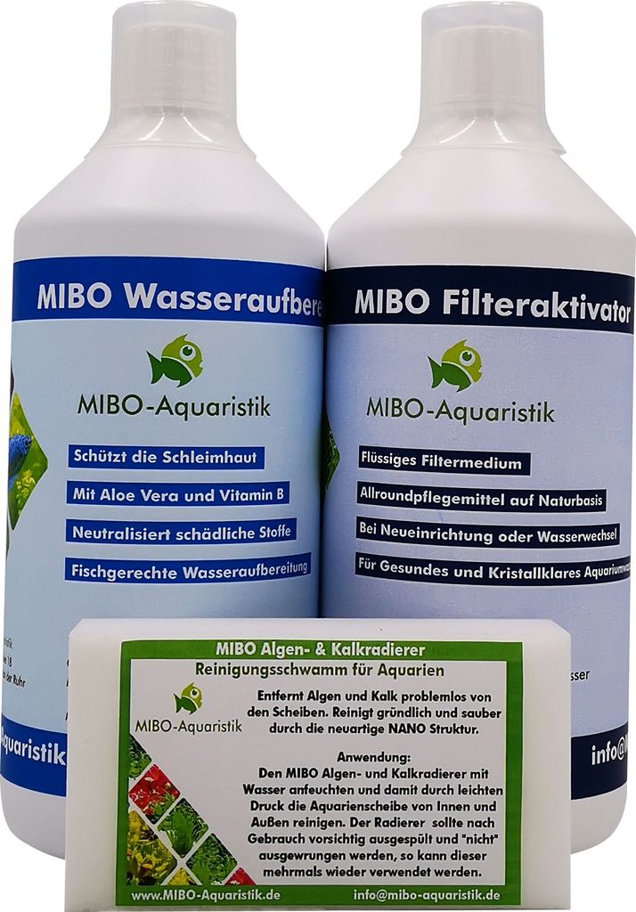 MIBO Aquarium Wasseraufbereiter & Filteraktivator Spar-Set je 1.000 ml