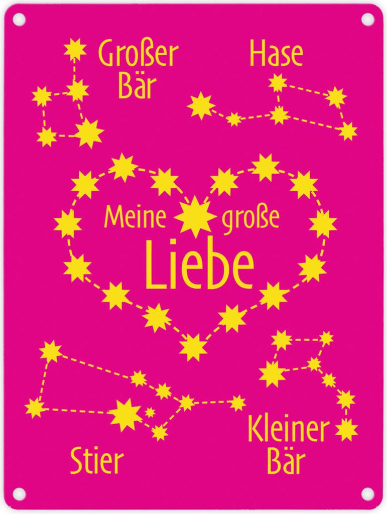 Sternbild Meine große Liebe Metallschild in 15x20 cm in pink