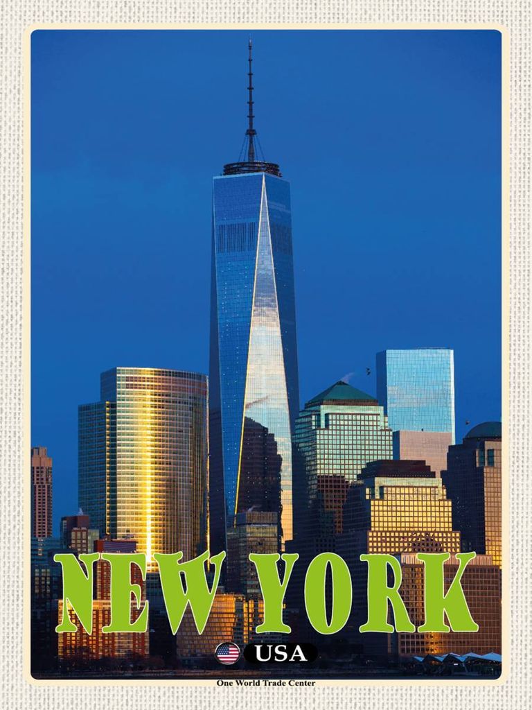 vianmo Holzschild 40x30 cm New York Reisen USA One World Trade Center Bildmotiv Reisemotiv Abenteuer