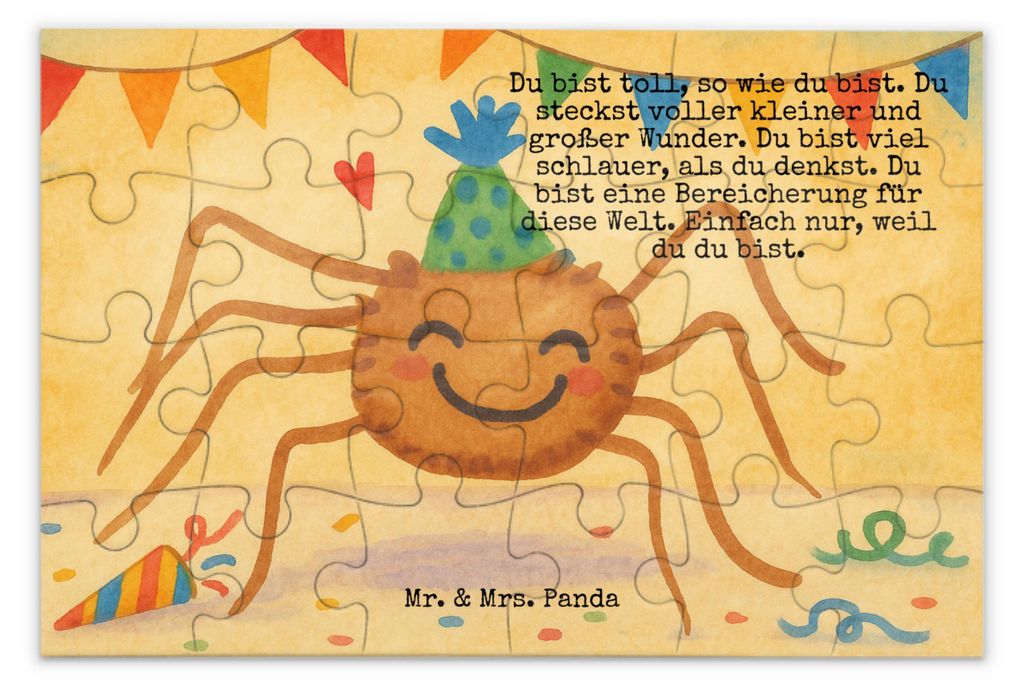 Mr. & Mrs. Panda Puzzle Spinne Agathe Party Design 24 Teile - Weiß - Geschenk, Motivation, 1000, 300, Glück, 500, 2000, Wunder, Puzzlespiel, Selb...