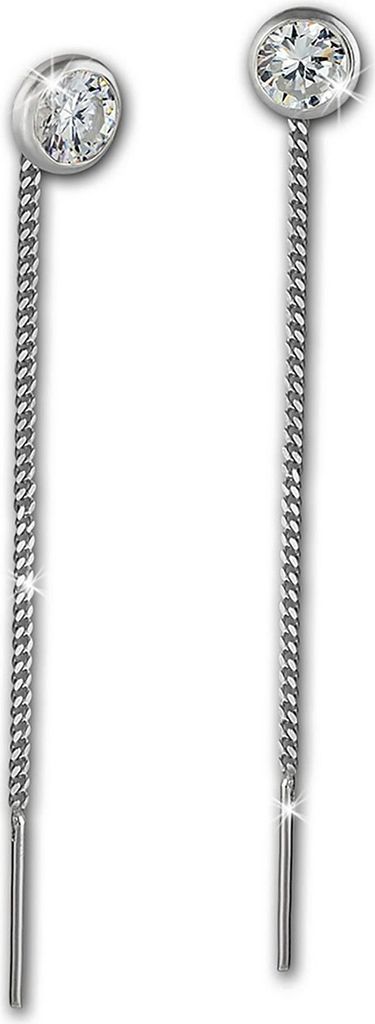 SilberDream Ohrhänger für Damen 925 Silber weiß Zirkonia Ohrringe 4mm SDO5964W
