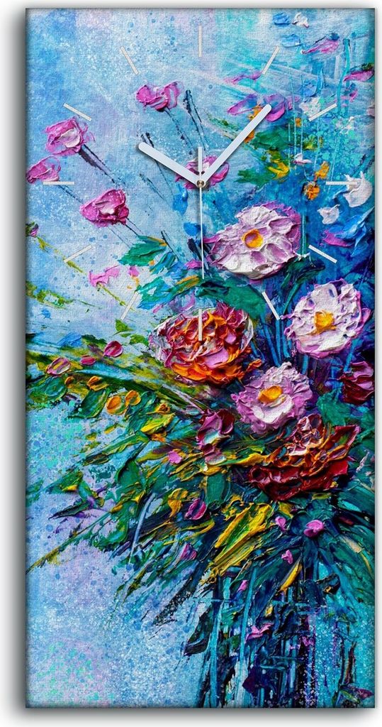 Dekor Leinwand Uhr Wandbilder Geräuschlos 30x60 Malerei Abstrakte Kunst Blumen - weiße Hände