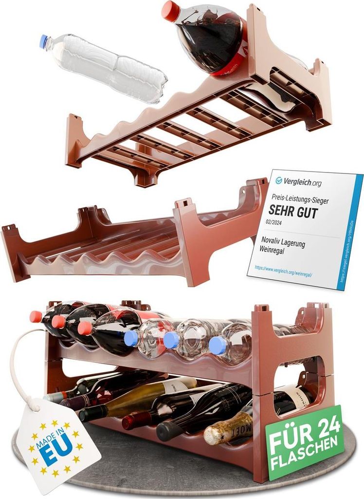 Novaliv Flaschenregal für 24 Flaschen | Weinregal braun | Produktbild 