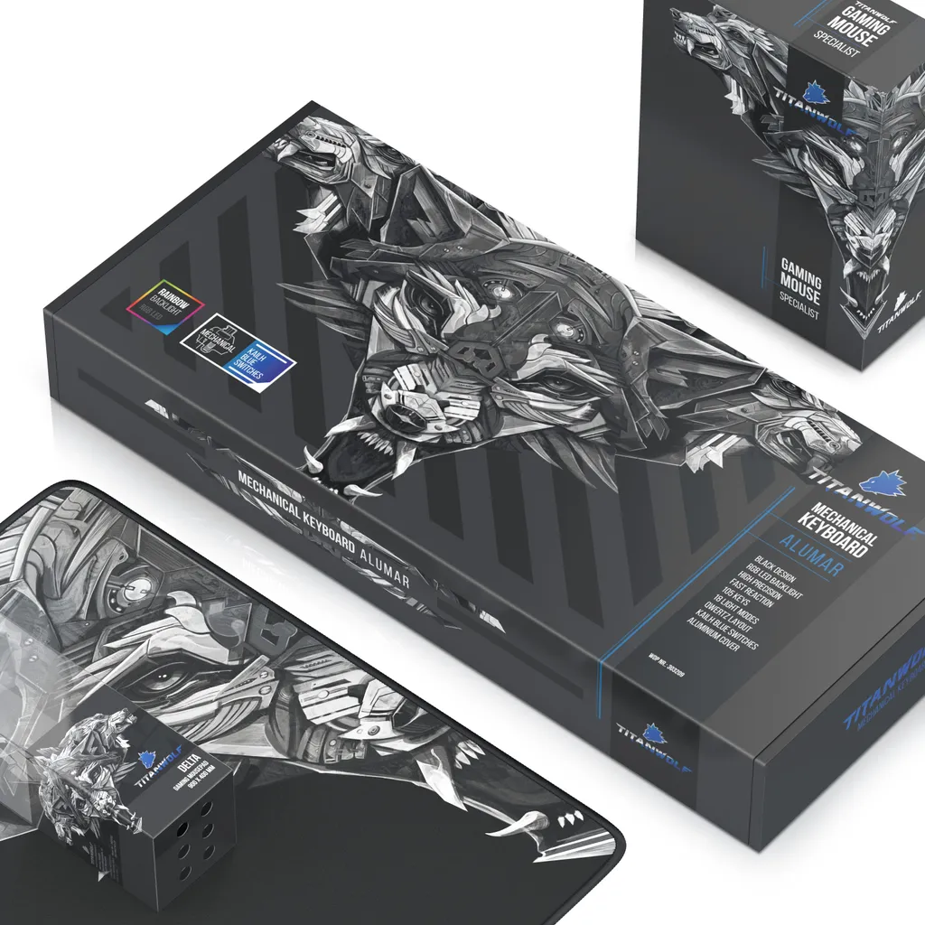Pack Gamer Clavier Mécanique et Souris Titanwolf Anti-Latence Gaming