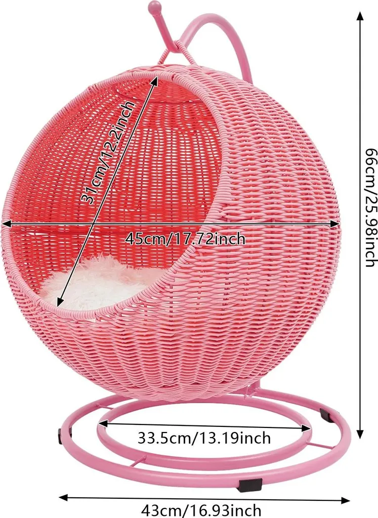 Dodo pour chat suspendu rose - Lit d'intérieur confortable pour balcon