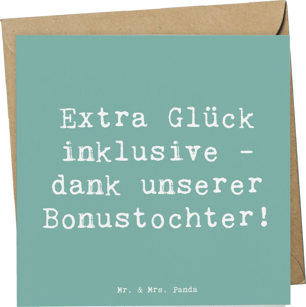 Mr. & Mrs. Panda Grußkarte Spruch Bonustochter Glück - Meeresbrise - Geschenk, Freude, Lächeln, Stieftochter, anlasskarte, doppelkarte, persönl...