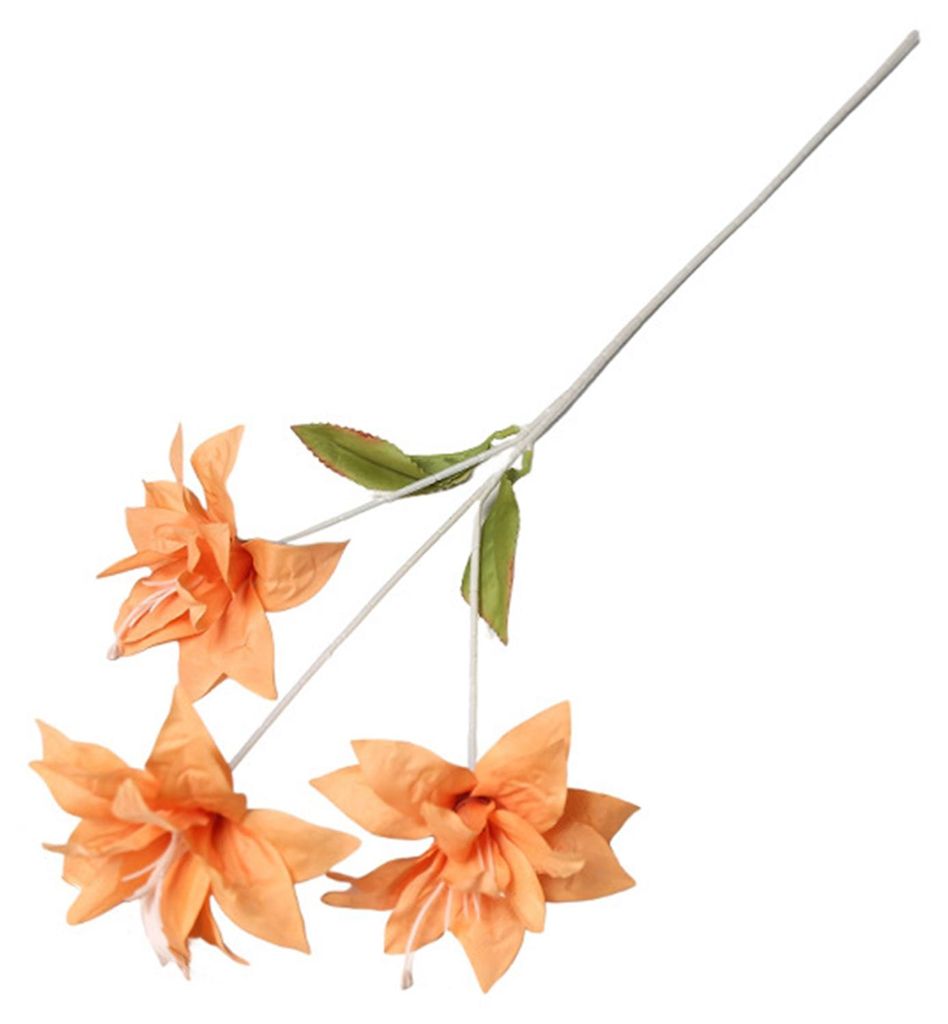 Künstliche Lilien-Arrangement mit 3 Blütenköpfen, langstieliger Lilienzweig mit 3 vollen Blüten für die Dekoration von Innenräumen, Büros, P...