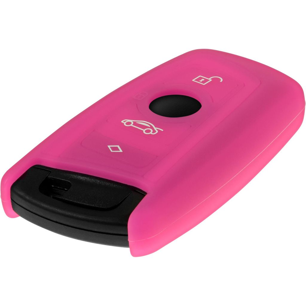PhoneNatic Silikon Schlüssel Hülle kompatibel mit der BMW 3er E90, 5er F10 und 7er F01 4-Tasten Fernbedienung in pink Funkschlüssel 4-Key