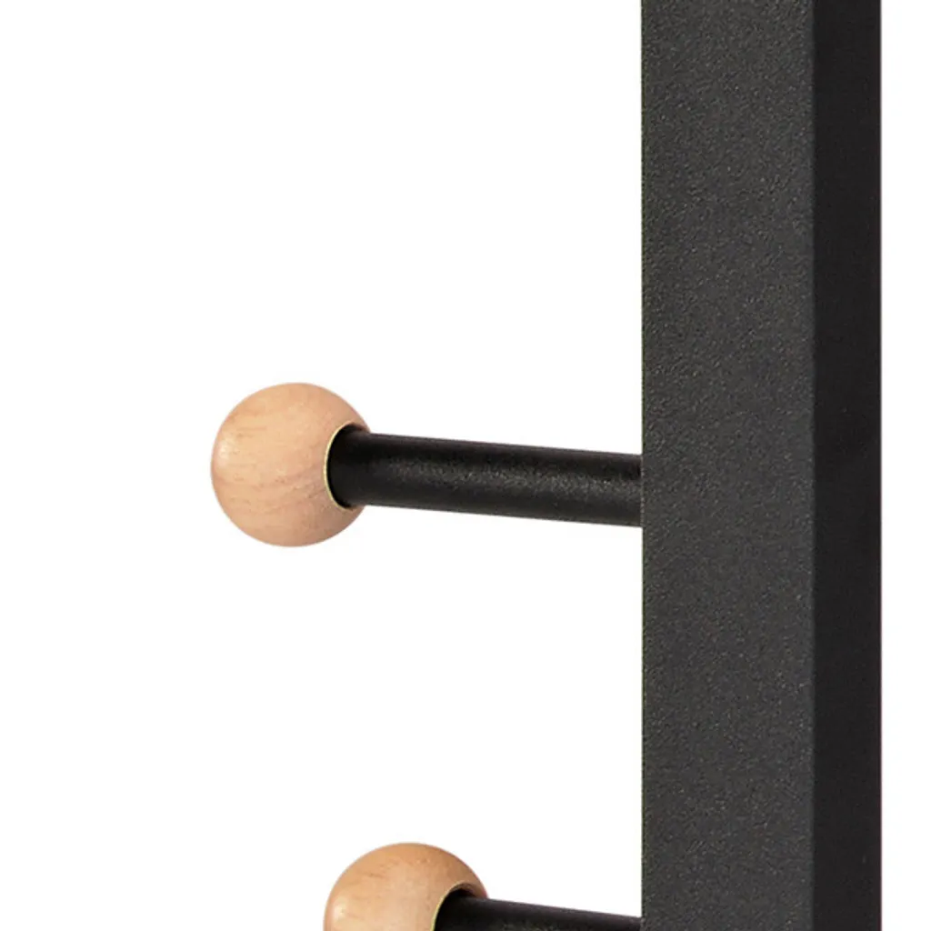 Patère d'angle murale Iris noire 5 têtes pour gain de place entrée - 2