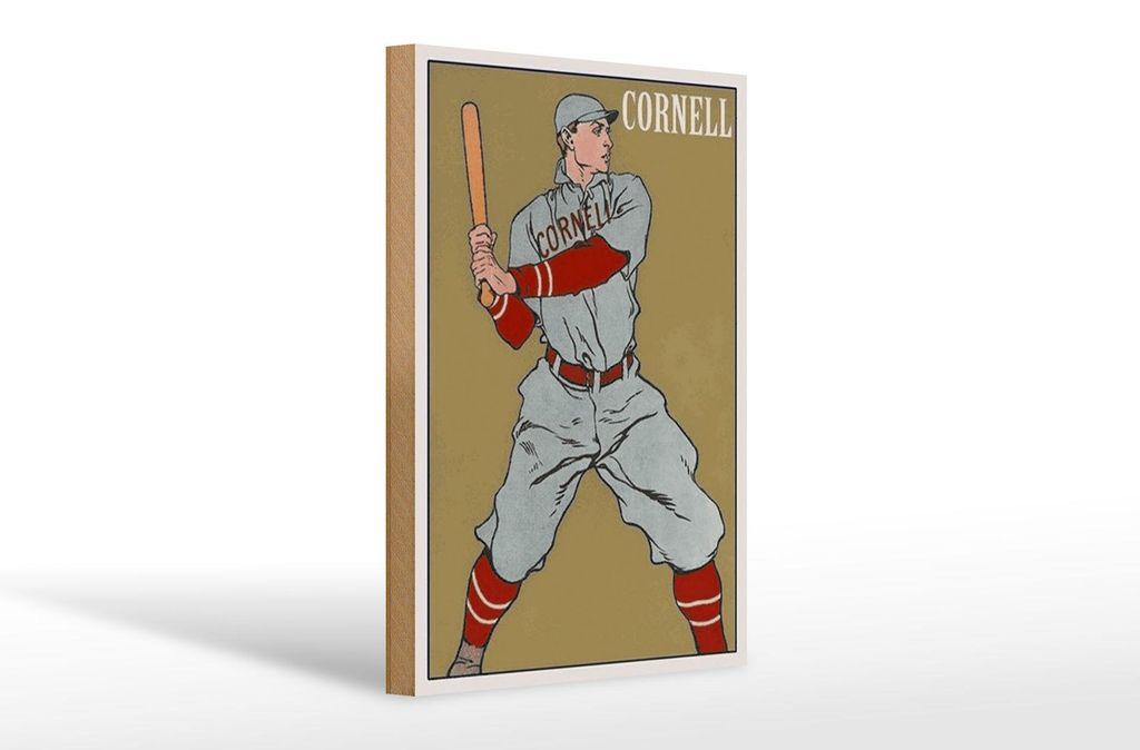 Holzschild Retro 20x30cm Cornell Baseball Schlagmann Produktbild 