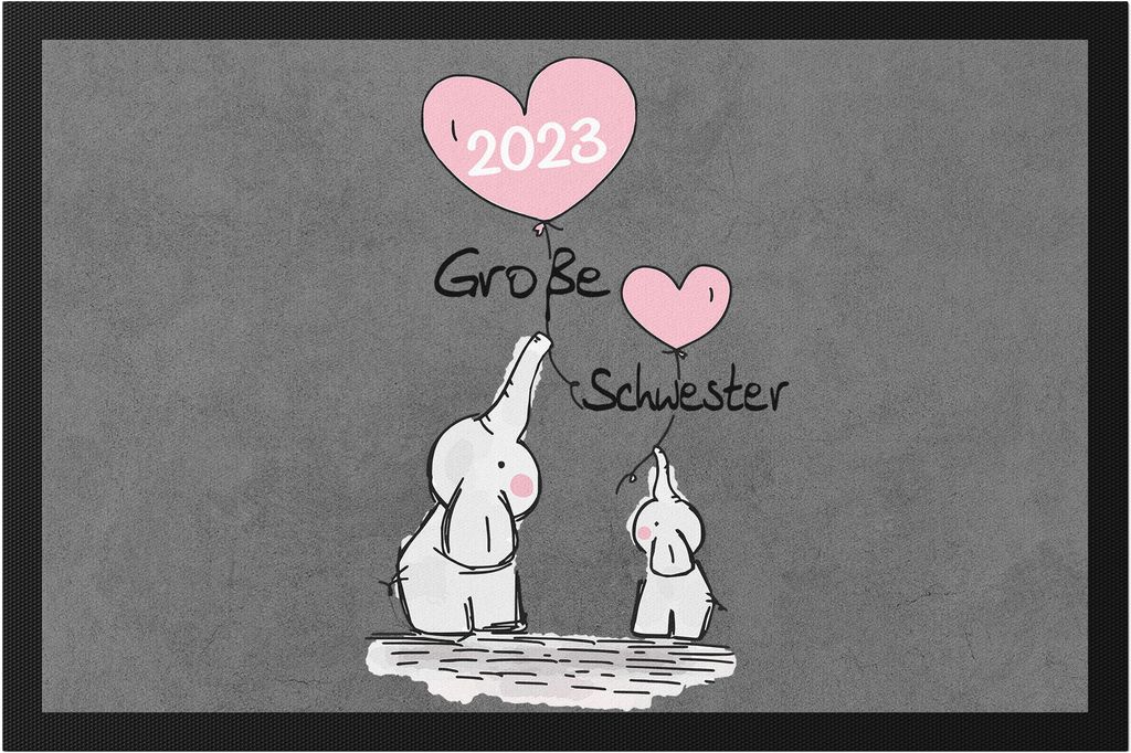 Ich werde Große Schwester 2023 Fußmatte Schwangerschaft Verkündung Geburt Big Sister Geschenk Elefant
