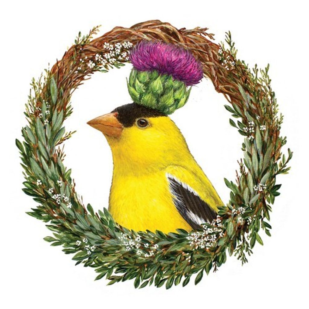 RP 20 Servietten Sydney - Gelber Vogel im Blätterkranz 33x33cm