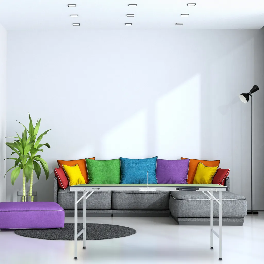 Relaxdays Table de Ping-Pong Verte avec Set de Raquettes et Filet Inclus