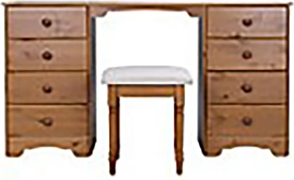 Console gain de place 8 tiroirs et tabouret pour rangement optimisé