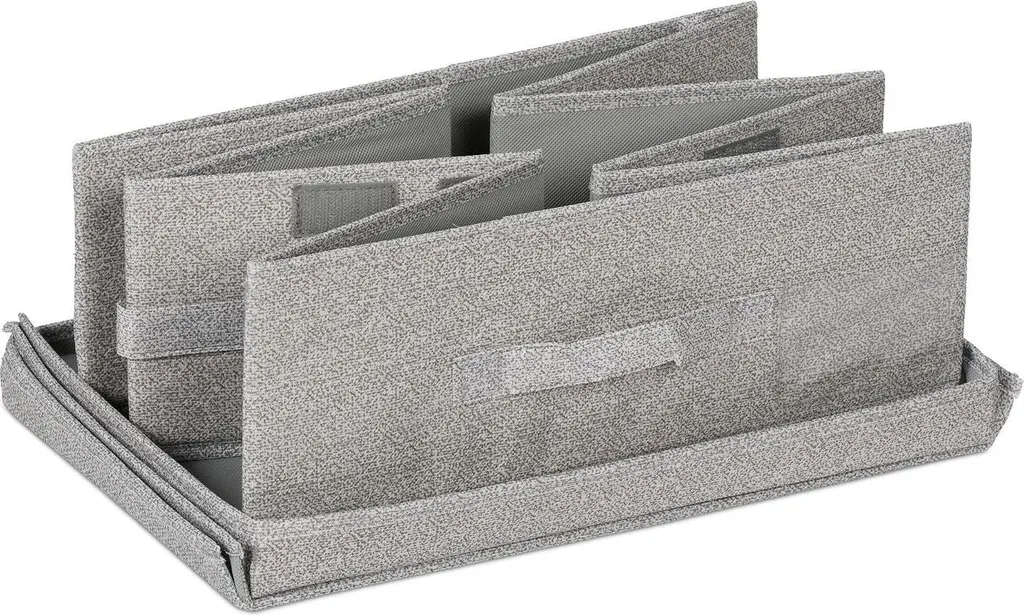 Rangement sous le lit lot de 2 : Commode souple avec couvercle gris clair - 8