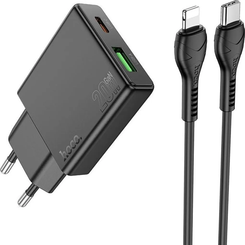 Hoco N38 Caricatore Fast 20W Nero: Stile e Potenza per iPhone