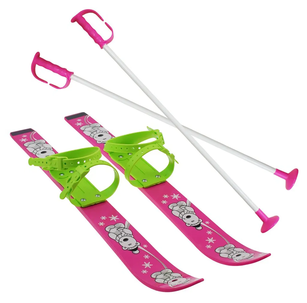 Skis pour enfants SULOV® 70cm rose pour apprendre l'équilibre en hiver
