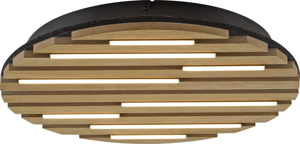 Plafonnier LED design bois de chêne avec panneau acoustique intégré