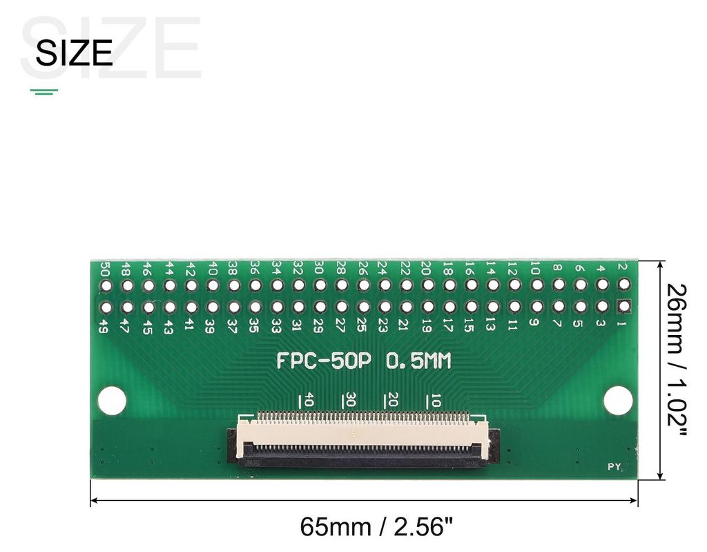 2 Stš¹ck FPC FFC PCB Konverter Steckerplatine 50P 0.5mm auf Buchsenseite 1mm Rš¹ckseit auf DIP 2.54 mm fš¹r LCD 3D Drucker DVD TV Laptop Audio