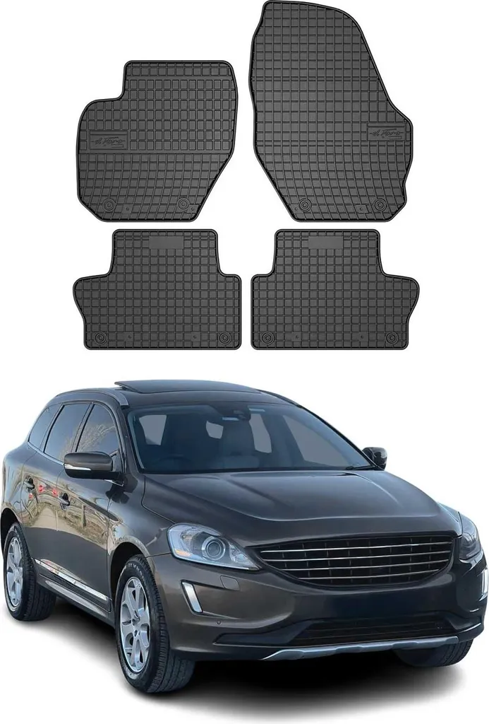 Tappetini Gomma Volvo XC60 2008-2017 | Design Nero 4 Pezzi Su Misura