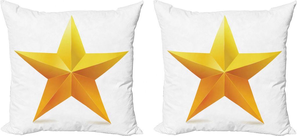ABAKUHAUS Gelb Kissenbezug Set (2Stück), Einzelner gelber Ombre Stern, doppelseitiges Digitaldruckdekor mit Reißverschluss, 50 cm, Gelb Weiss