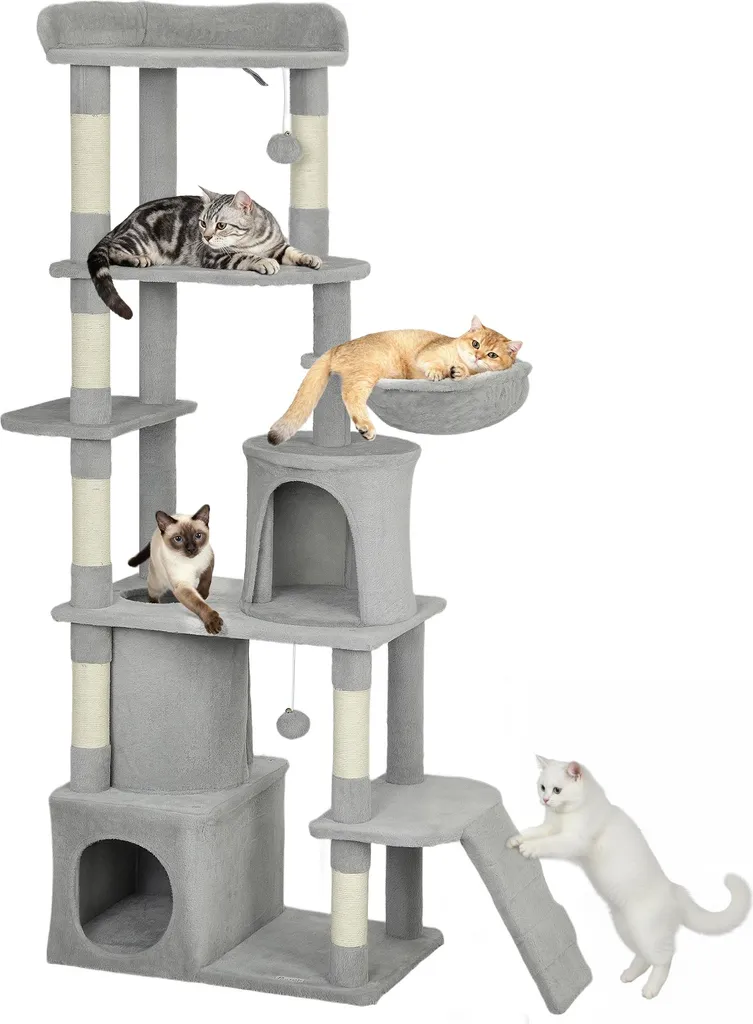 Arbre à Chat Stable 170cm pour Protéger vos Meubles et Amuser vos Chats