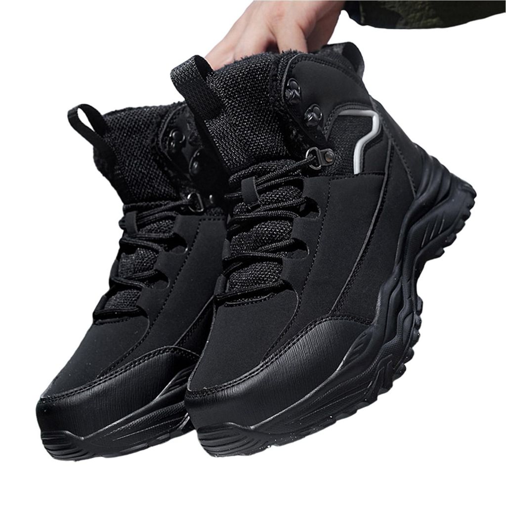 Winterstiefel Herren Wasserabweisend Warm Gefüttert Schneestiefel Outdoor Wanderschuhe, Schwarz Gr. 40