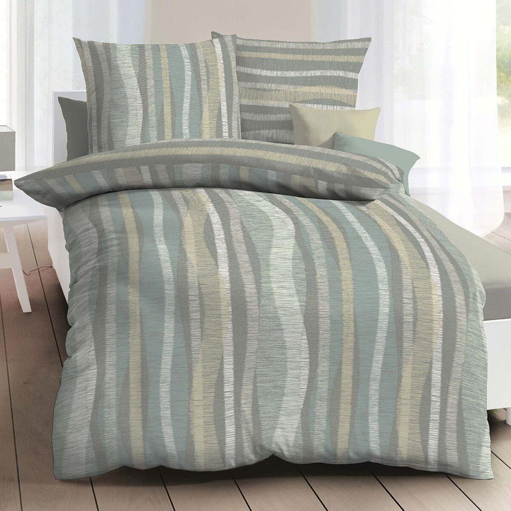 Kaeppel Mako-Satin Bettwäsche Curvy 155x220 cm + 80x80 cm khaki