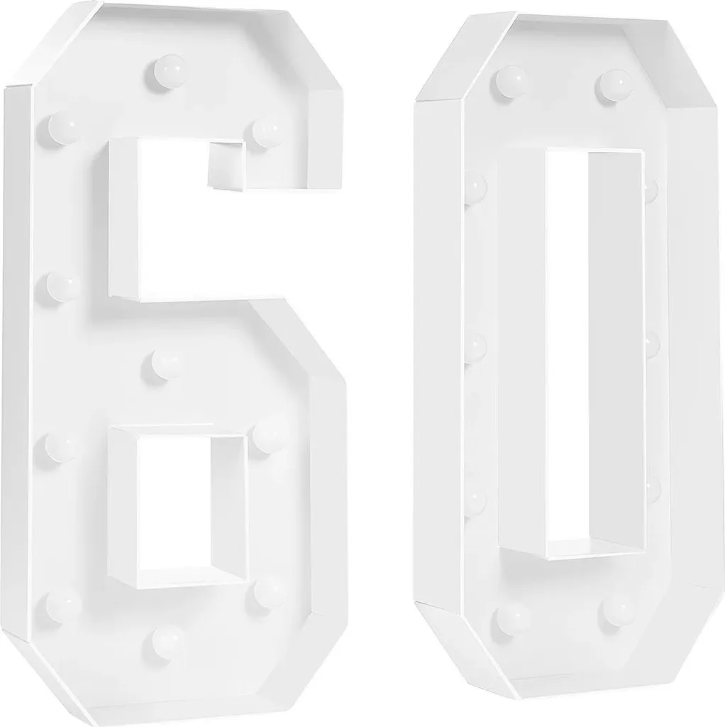 Lampe en Forme de Chiffre Vertical Blanc avec Éclairage LED Tamisé