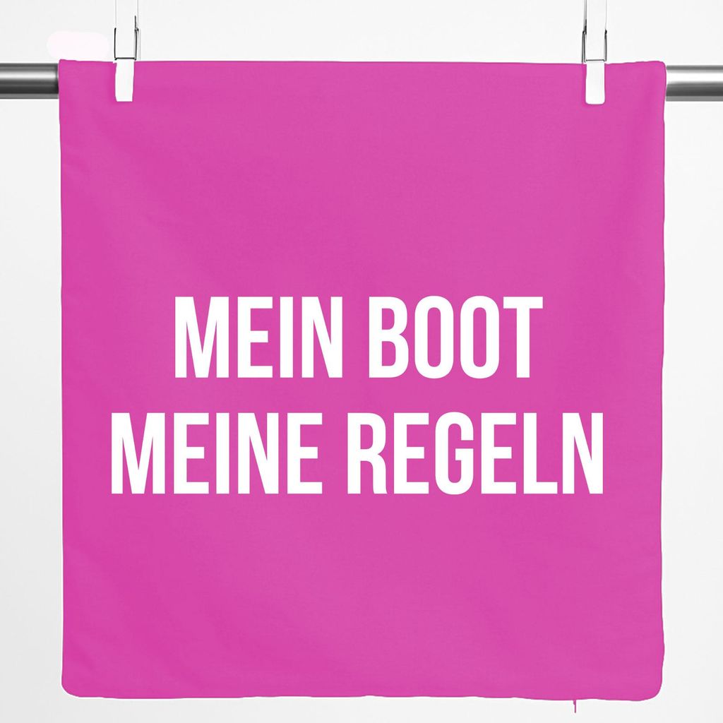 Huuraa Kissenbezug Mein Boot meine Regeln Segeln 40x40cm Fuchsia Baumwolle Dekokissenbezug Geschenkidee