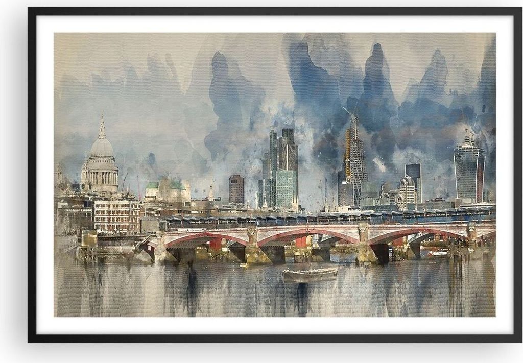 Gerahmtes Poster - Schwarzer Rahmen - London Aquarell Produktbild 