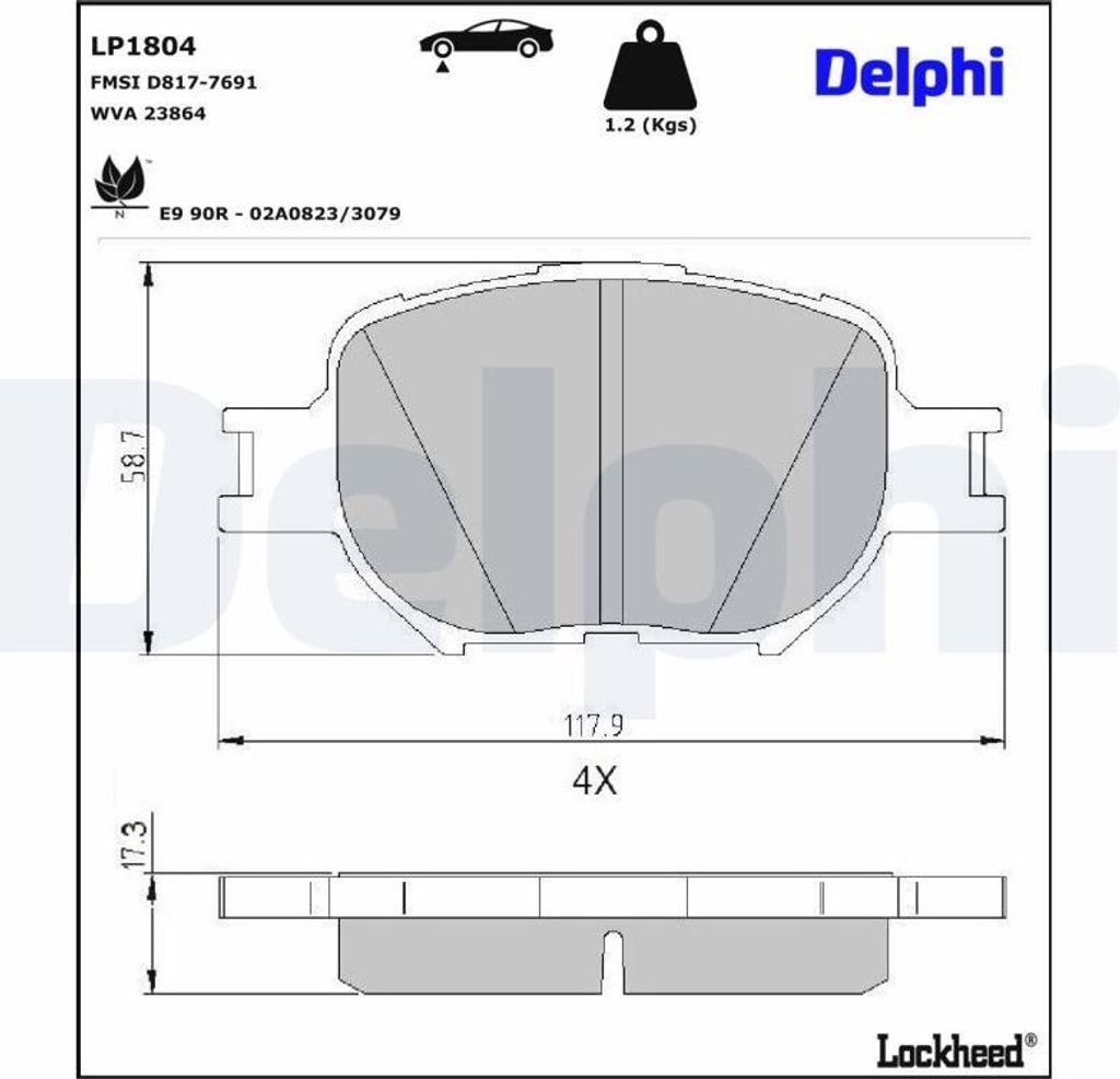 DELPHI Bremsbeläge Satz Vorne Bremsklötze für TOYOTA CELICA (ZZT23) LP1804