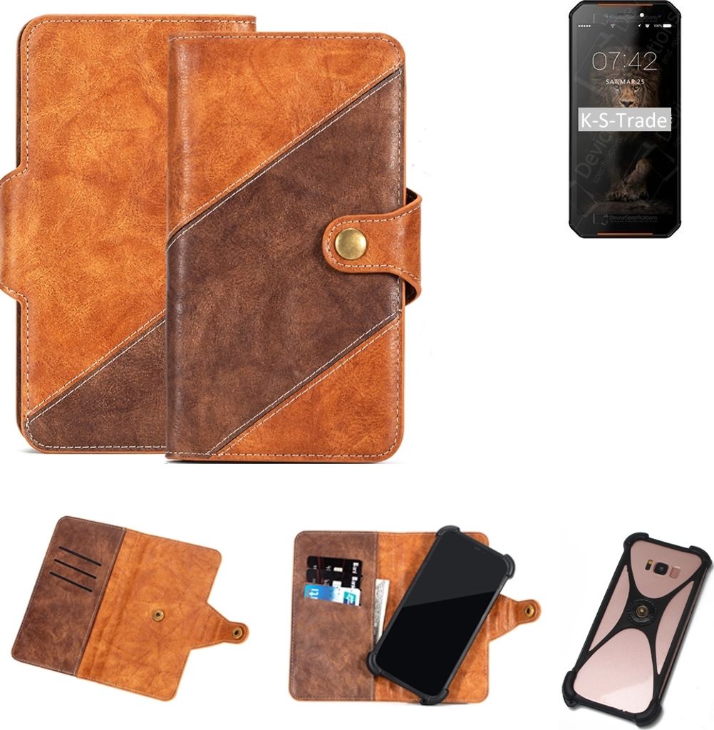K-S-Trade Handyhülle Schutzhülle Bookstyle Case Wallet-Case kompatibel mit Leagoo XRover C Cover Klapphülle Kantenschutz Smartphone dunkelbraun